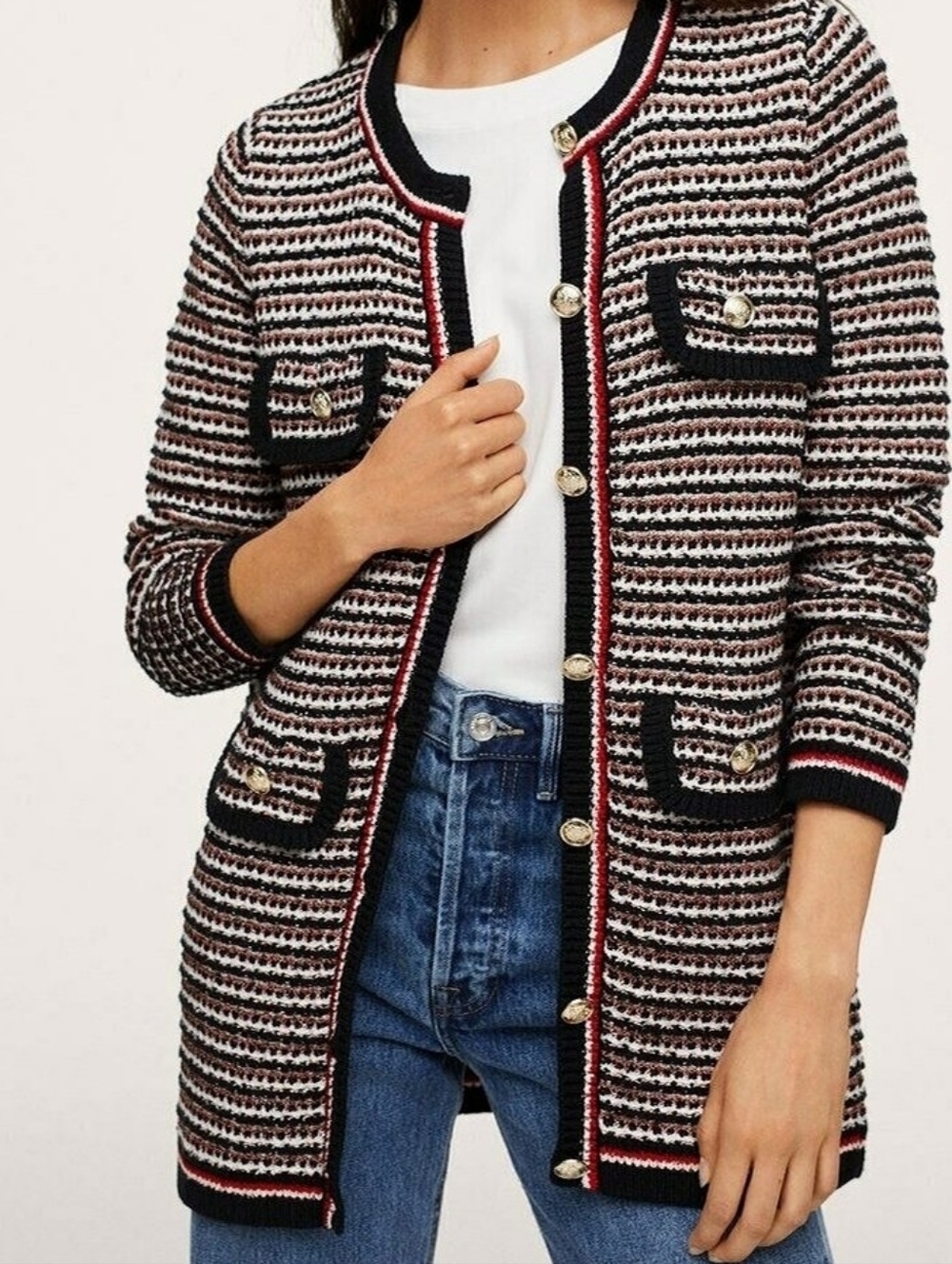 MANGO - LIKE NEW long boucle tweed cardigan